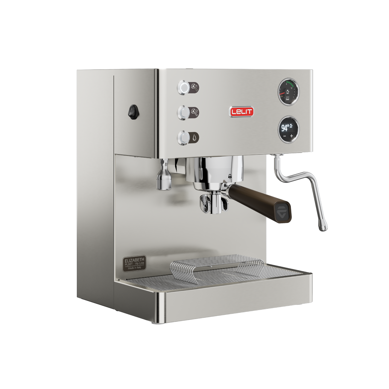 Official Lelit Elizabeth PL92T gallery view showing the front controls, group and separate steam wand