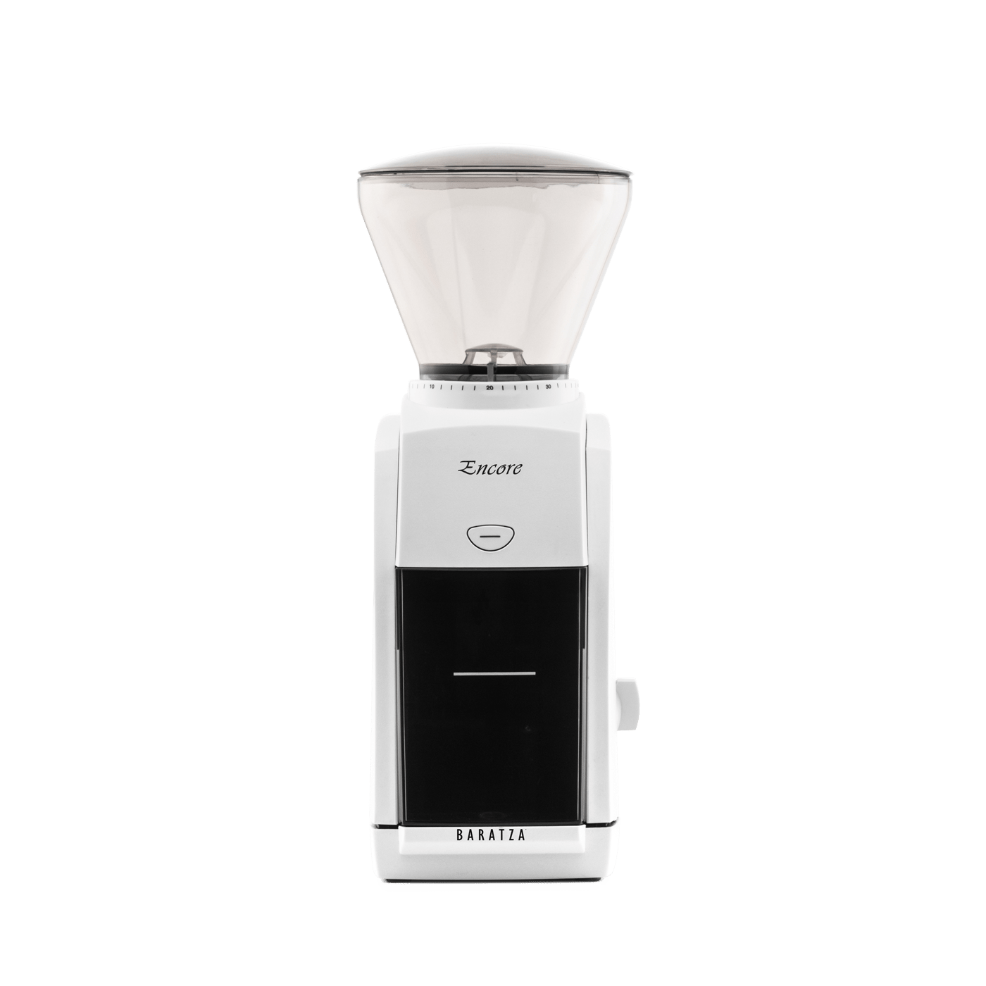 White Baratza Encore coffee grinder front view