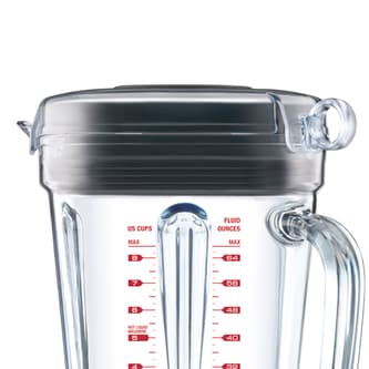 the Q™ Standmixer in Rauchiges Hickorybraun innovativer deckel mit zugring