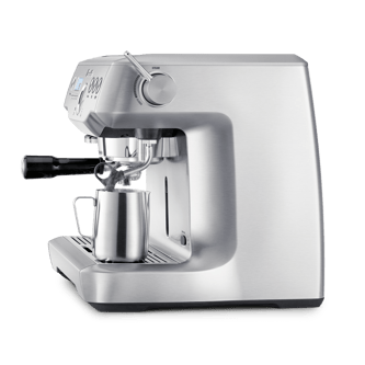 the Dual Boiler™ right side angle with milk jug showing