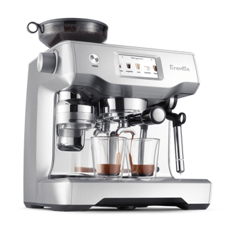 the Oracle® Touch low left angle with two latte glasses