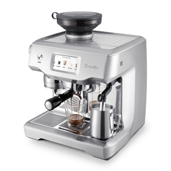 the Oracle® Touch high right angle with latte cup and milk jug