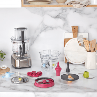 The paradice 9 and dicing kit accessories displayed on a bench