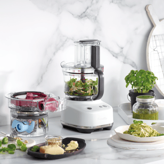 The paradice 9 in sea salt with pesto ingredients in the bowl