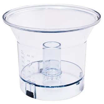 The 2.5 Cup mini processing bowl with measurements on the side.