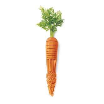 Grated, finely diced, carrot sticks and chopped carrot formed in the shape of a whole carrot