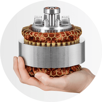 Hand holding the heavy duty induction motor