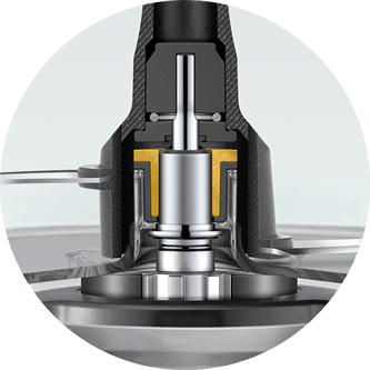 Cross section of the stainless steel reinforced hub