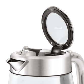 Close up of the stainless steel mesh filter and compact spout