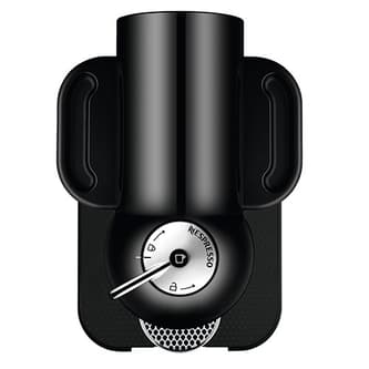 Side view of machine with cup of coffee.