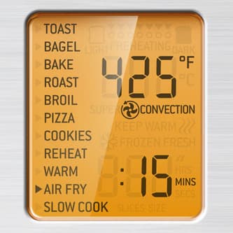 Smart LCD screen to select from the 11 cooking functions