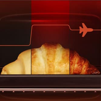 Croissant baking inside the oven.