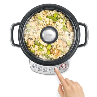 the Risotto Plus™ Rice Cooker in Silver steaming functionality