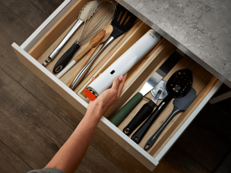 The Joule Turbo Sous Vide stored in a kitchen drawer
