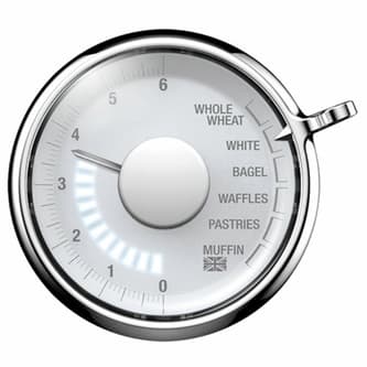 View of bread setting control dial and LED indicator.