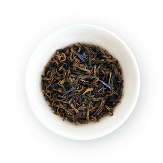 Top view of loose leaf tea in container.