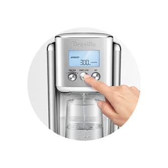 Finger pressing the start button