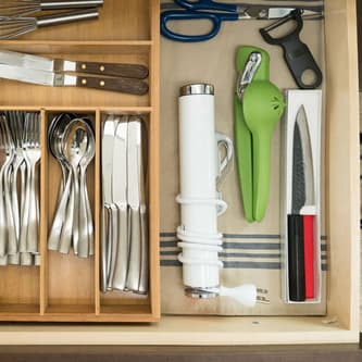 The Joule Sous vide stored compactly in kitchen drawer.