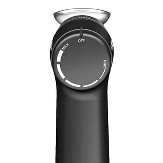 The back view of the smoking gun with a min-max dial.