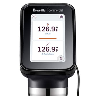 A close-up of the touch screen that displays the temperature.