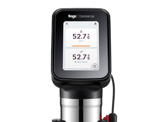 A close-up of the touch screen that displays the temperature.