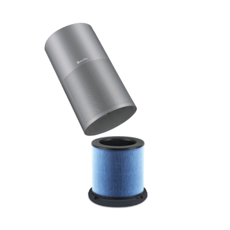 Lifting the purifier to show the filter