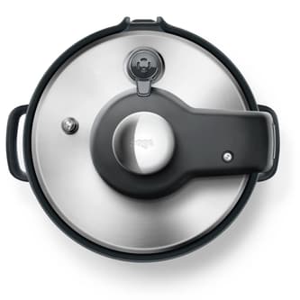 Pressure release valve showing on lid.