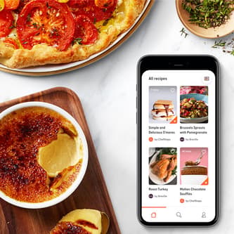 Mobile phone displaying the all recipes functionality.