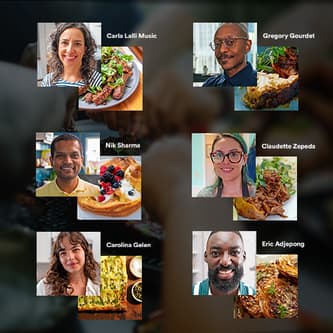 6 chef profiles with their representative dishes.