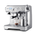 the Dual Boiler™ profile right angle with milk jug and latte cup