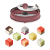 The dicing blade and diced fruits and vegetables