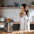 Woman drinking hot tea